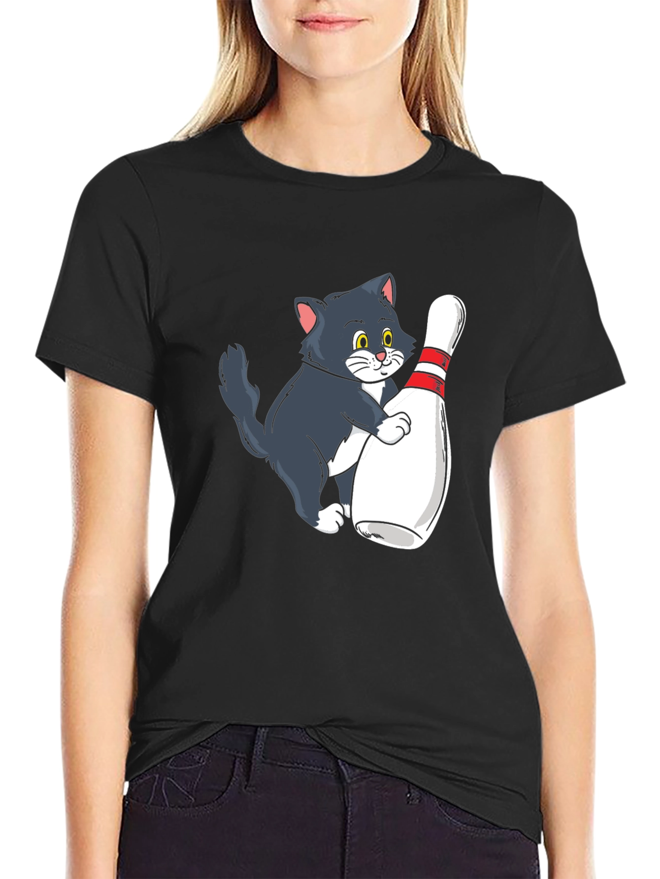 Cute Cat Bowling T-Shirt - Unisex Graphic Tee