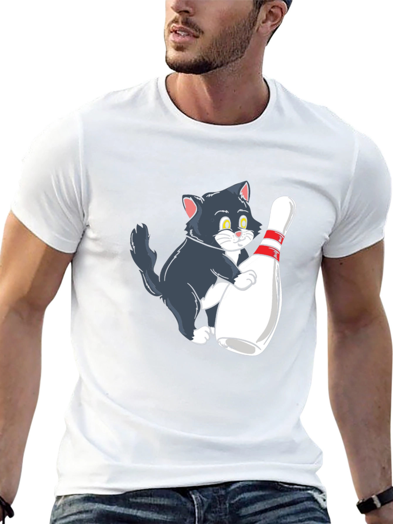 Cute Cat Bowling T-Shirt - Unisex Graphic Tee