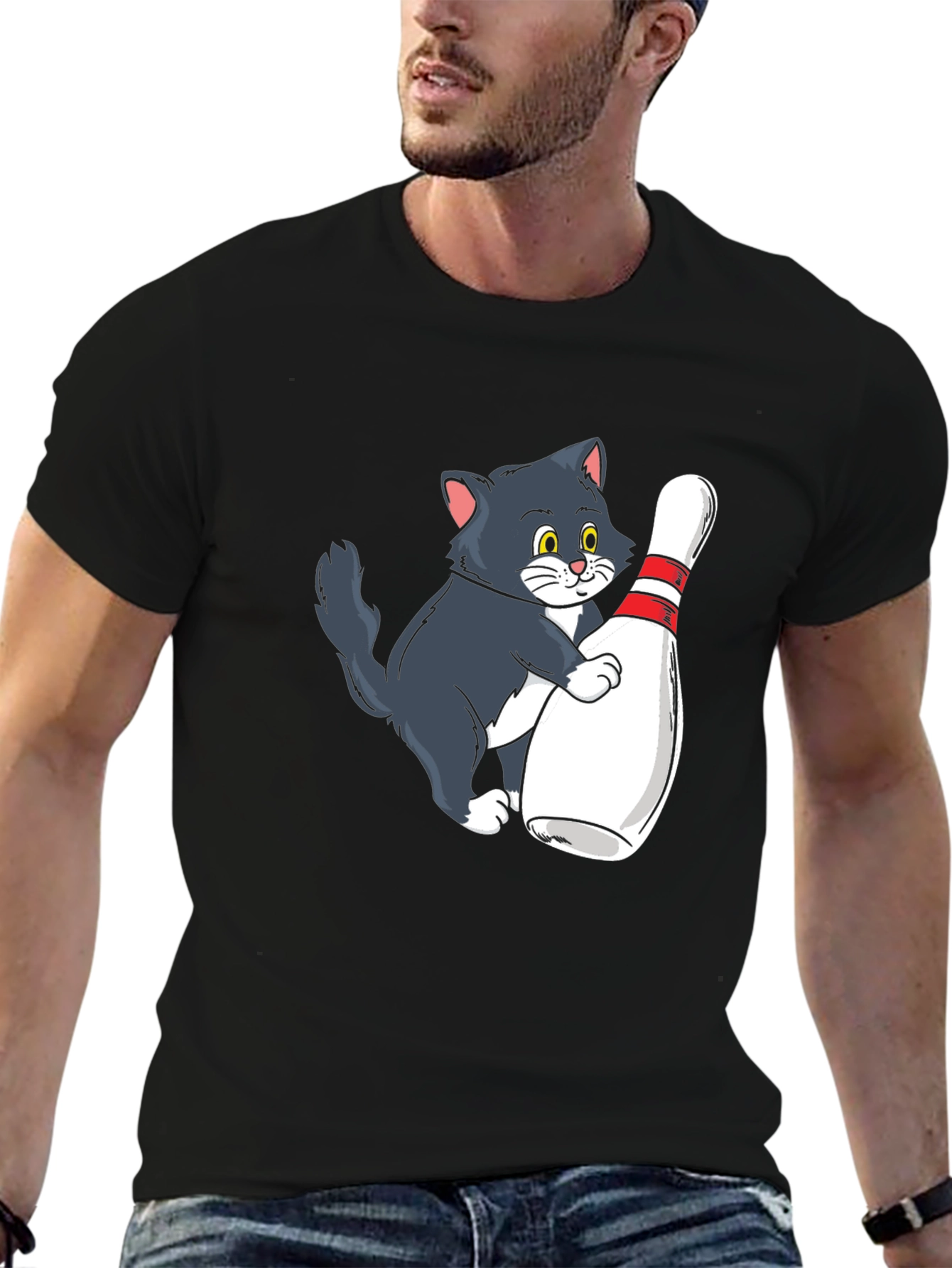 Cute Cat Bowling T-Shirt - Unisex Graphic Tee