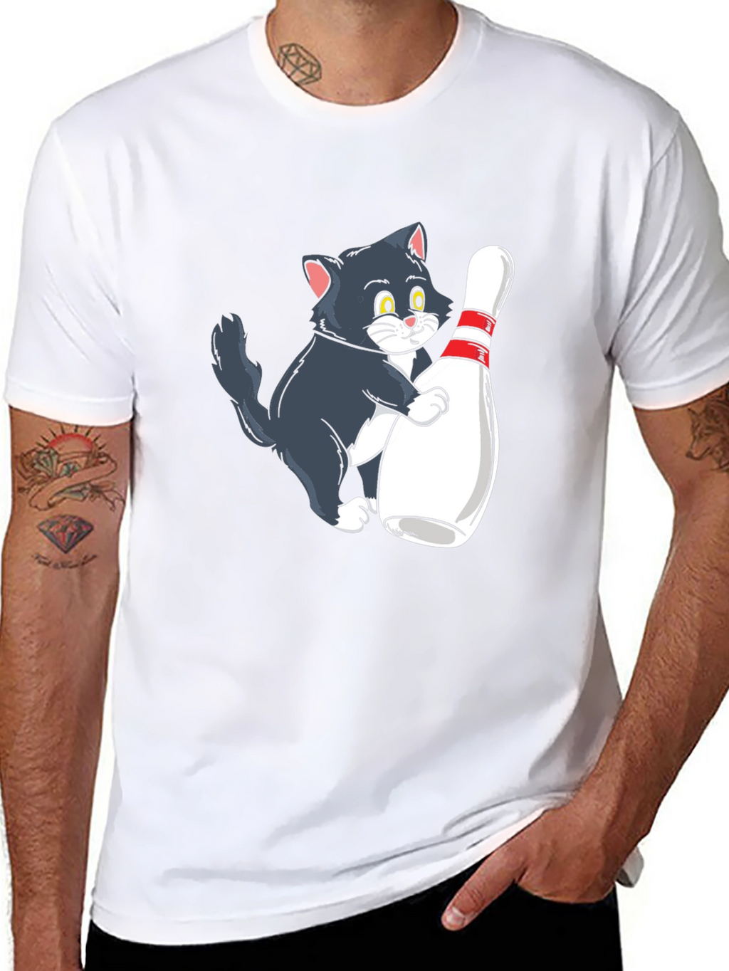 Cute Cat Bowling T-Shirt - Unisex Graphic Tee