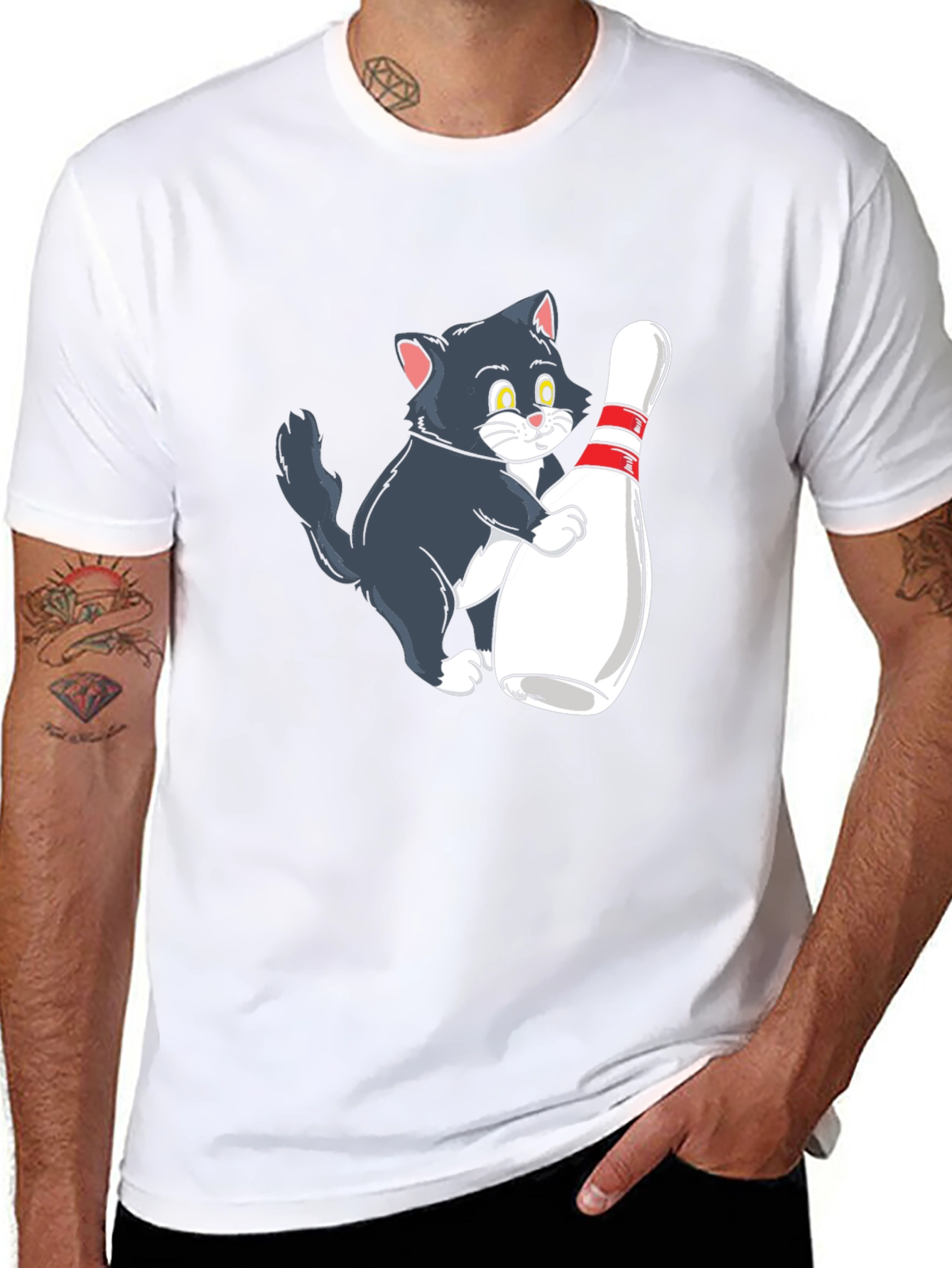 Cute Cat Bowling T-Shirt - Unisex Graphic Tee