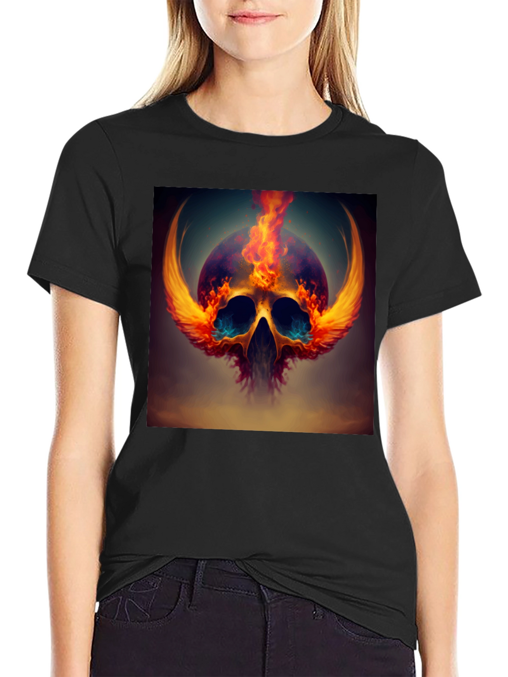 Fiery Skull Graphic Tee - Bold Design