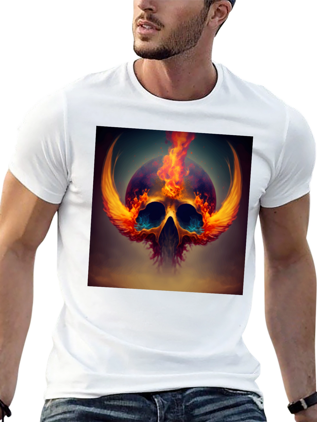 Fiery Skull Graphic Tee - Bold Design