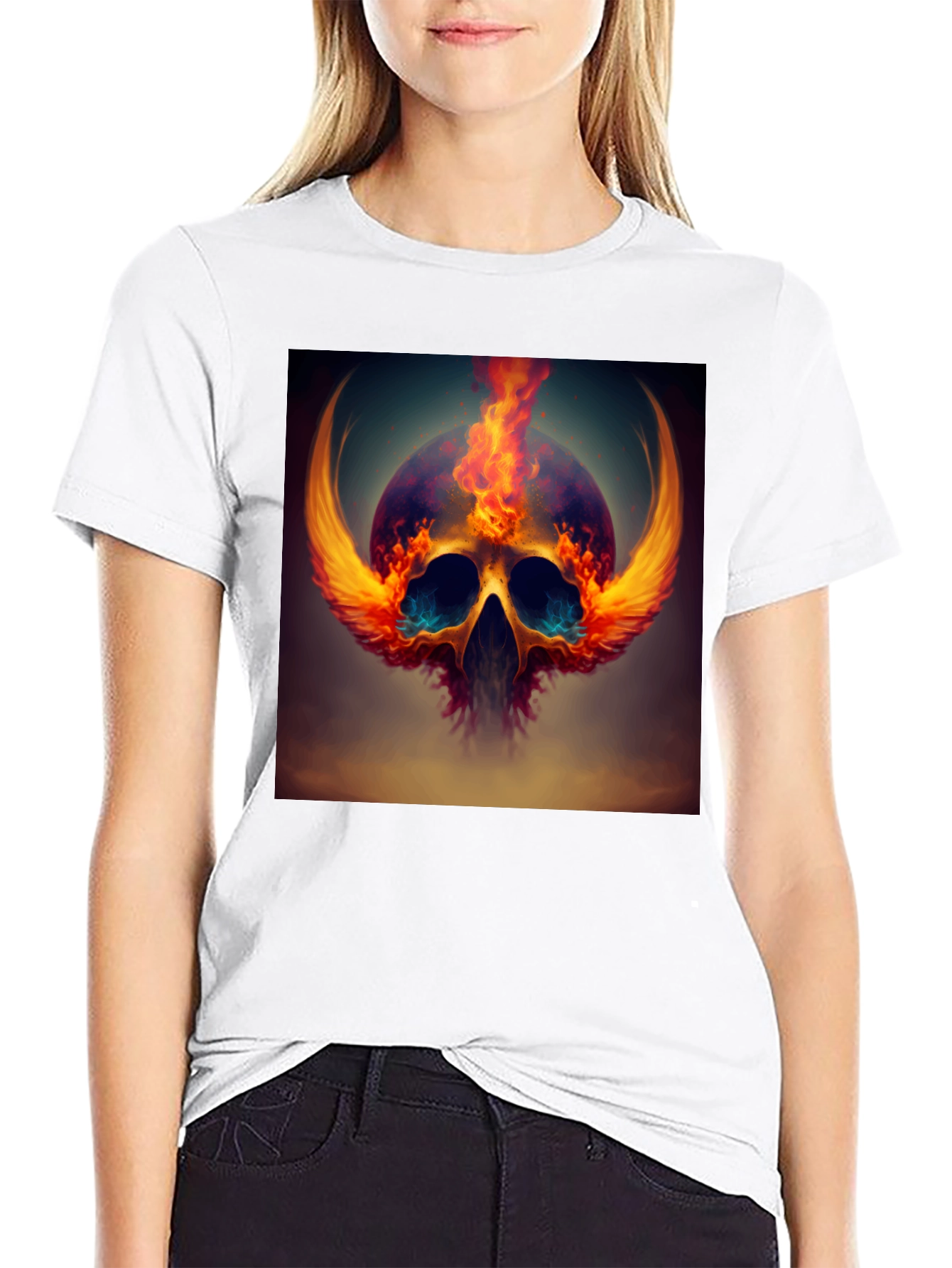Fiery Skull Graphic Tee - Bold Design