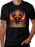 Fiery Skull Graphic Tee - Bold Design