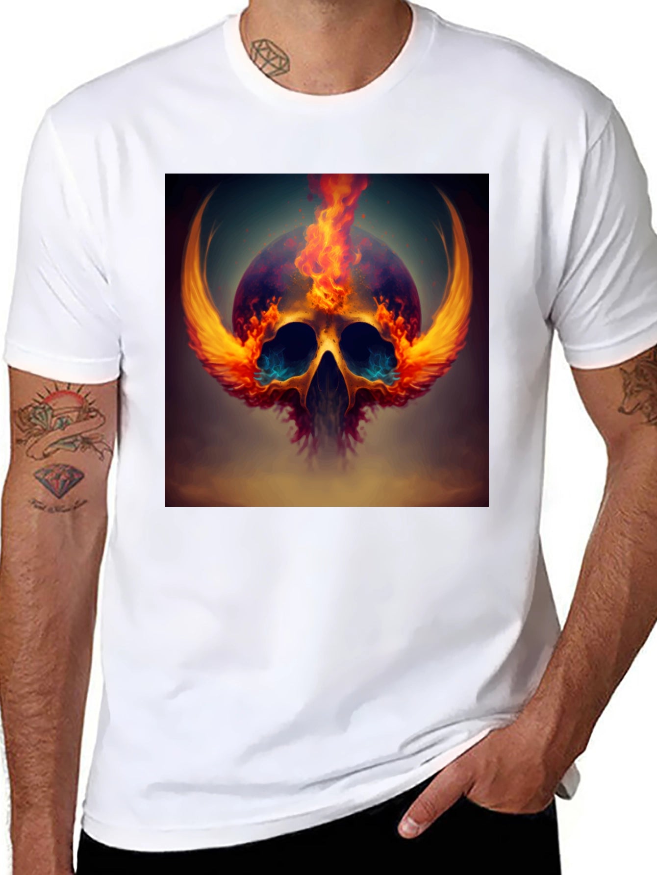 Fiery Skull Graphic Tee - Bold Design