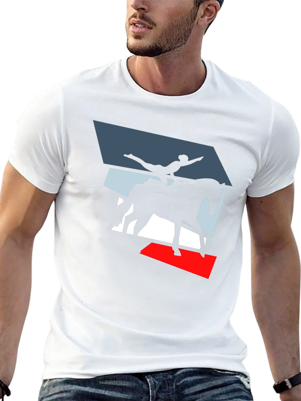 Vaulting Horse Graphic Tee - Black Cotton Blend