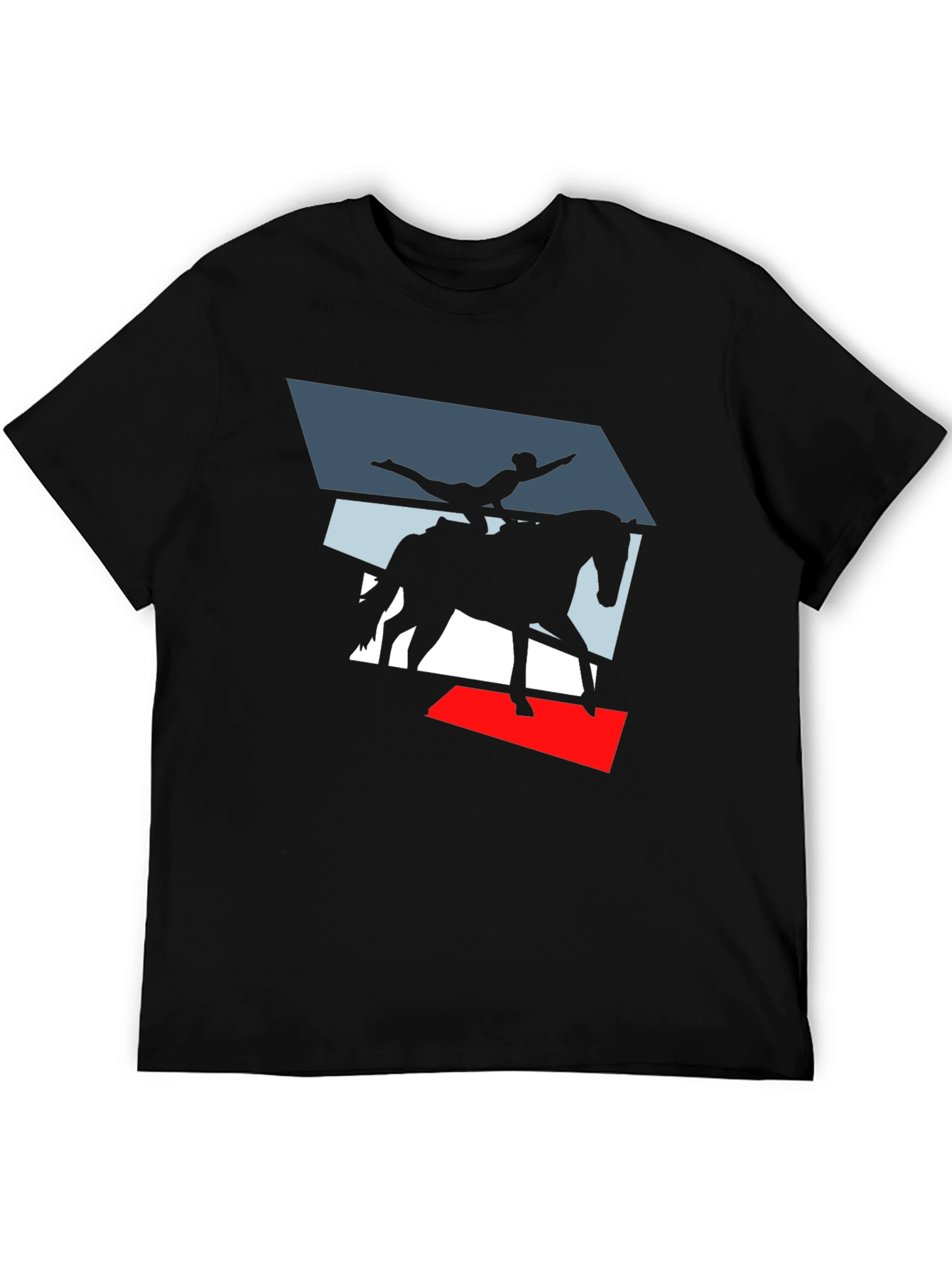 Vaulting Horse Graphic Tee - Black Cotton Blend