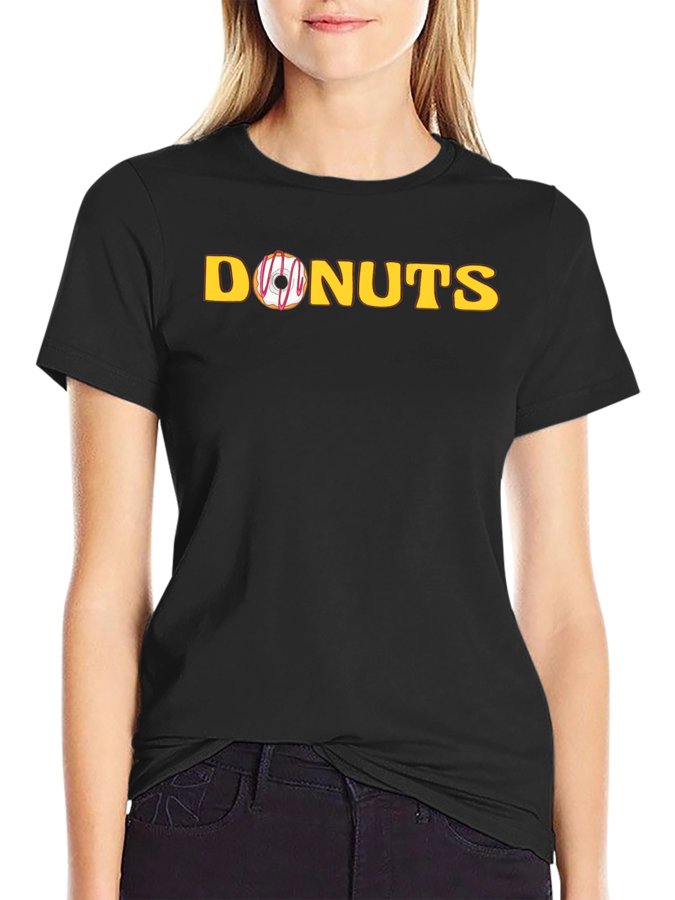 Donuts Graphic Tee - Black Cotton Short Sleeve T-Shirt