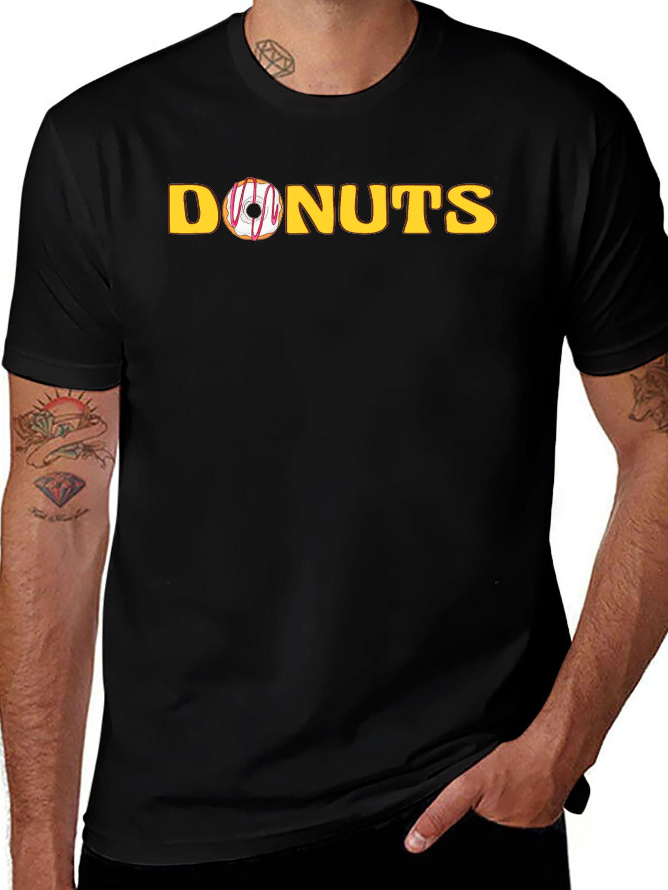 Donuts Graphic Tee - Black Cotton Short Sleeve T-Shirt