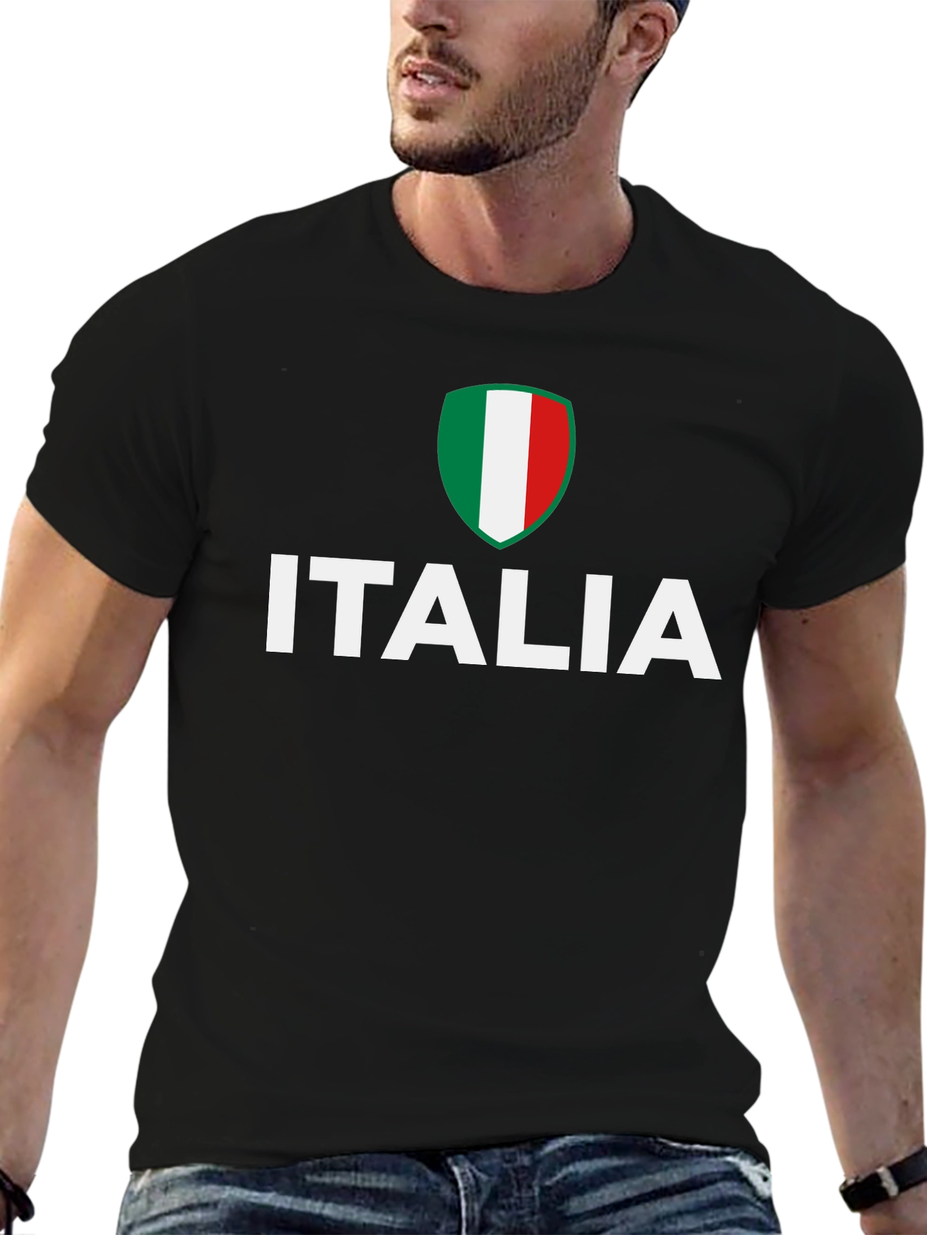 Italia Flag Graphic Tee - Black