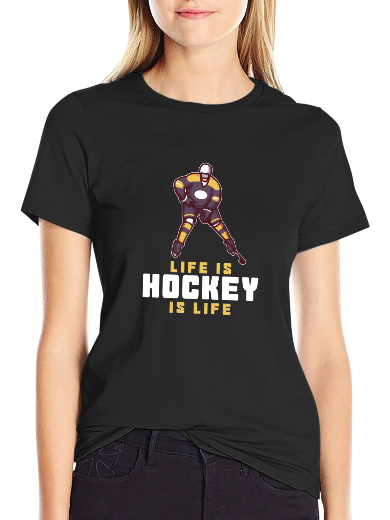 Life is Hockey T-Shirt - Black Cotton Blend
