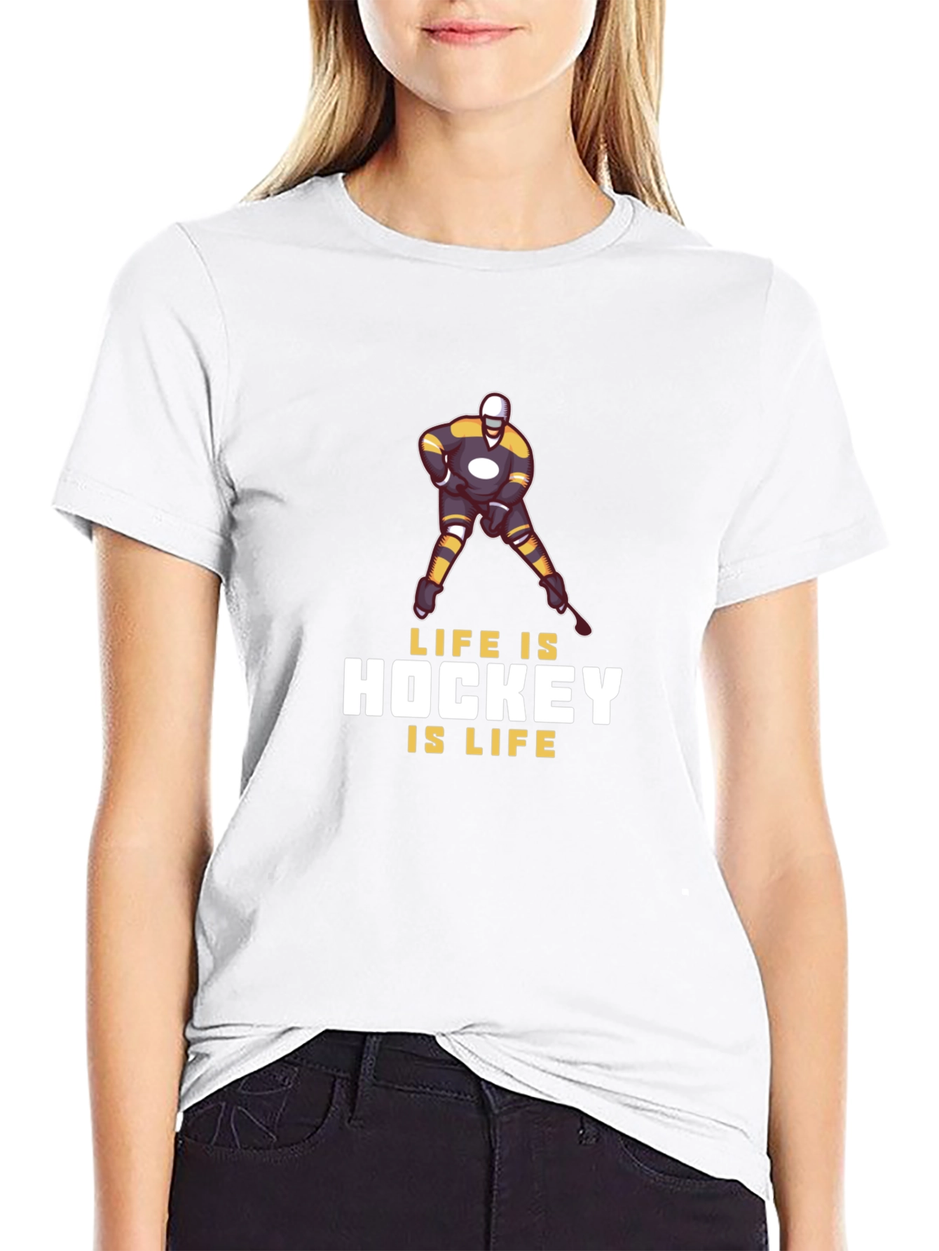 Life is Hockey T-Shirt - Black Cotton Blend