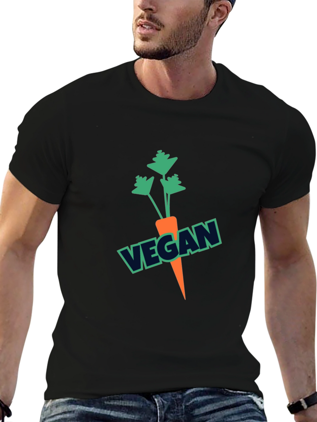 Vegan Carrot Graphic Tee - Black Unisex T-Shirt