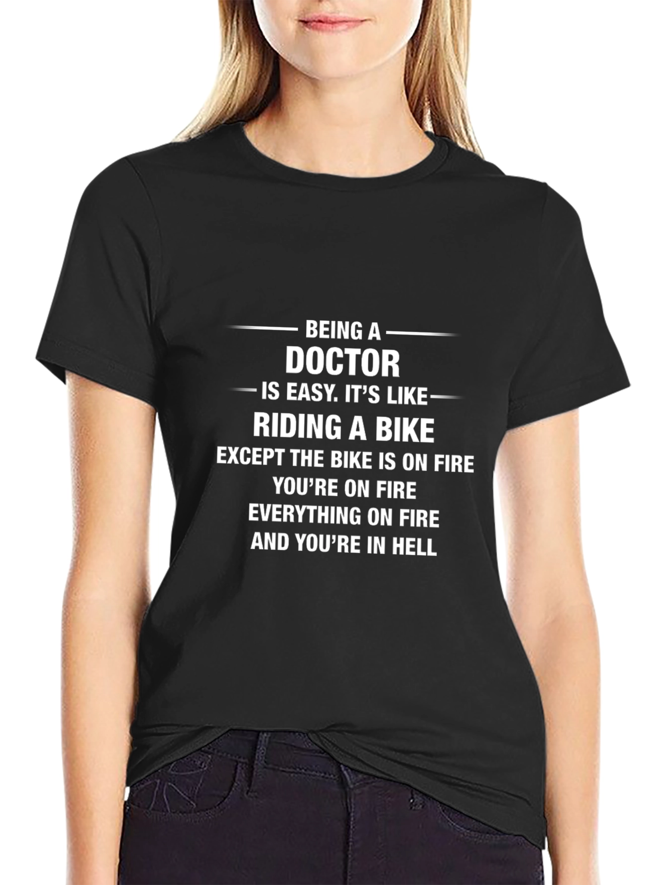Doctor Riding Bike in Hell Funny T-Shirt