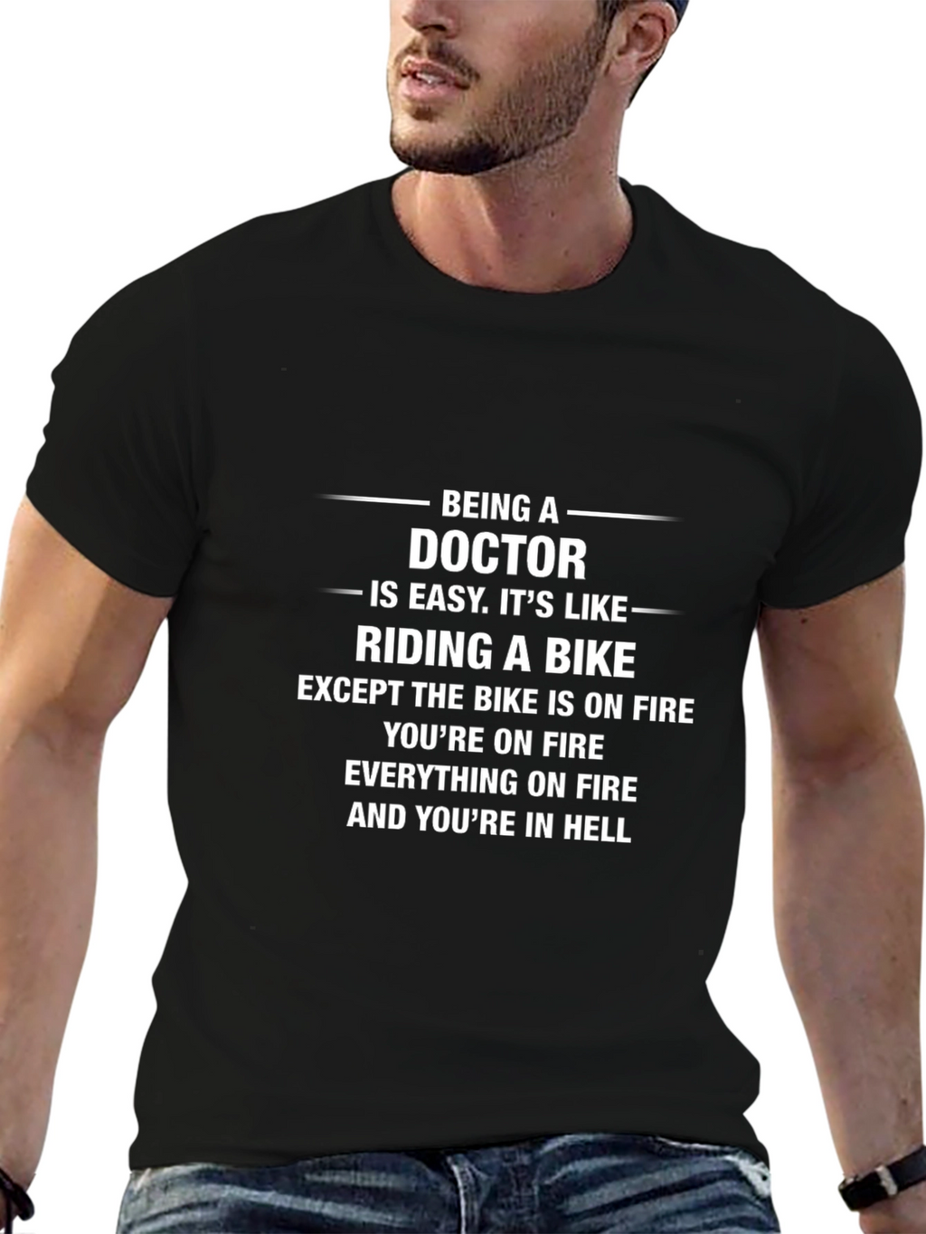Doctor Riding Bike in Hell Funny T-Shirt