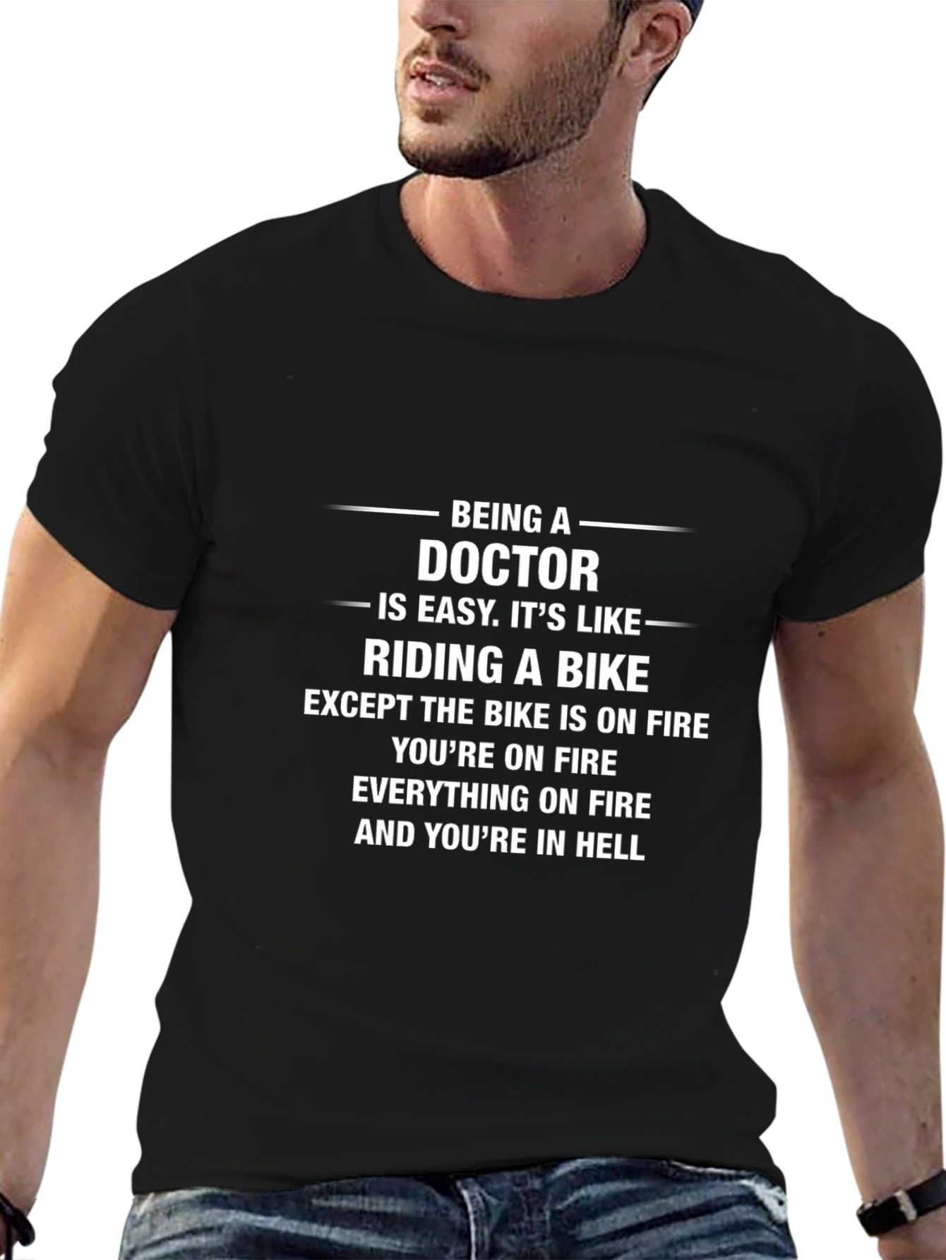 Doctor Riding Bike in Hell Funny T-Shirt