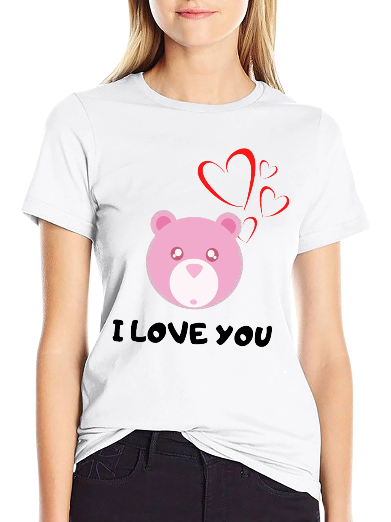 I Love You Bear Graphic Tee - Black