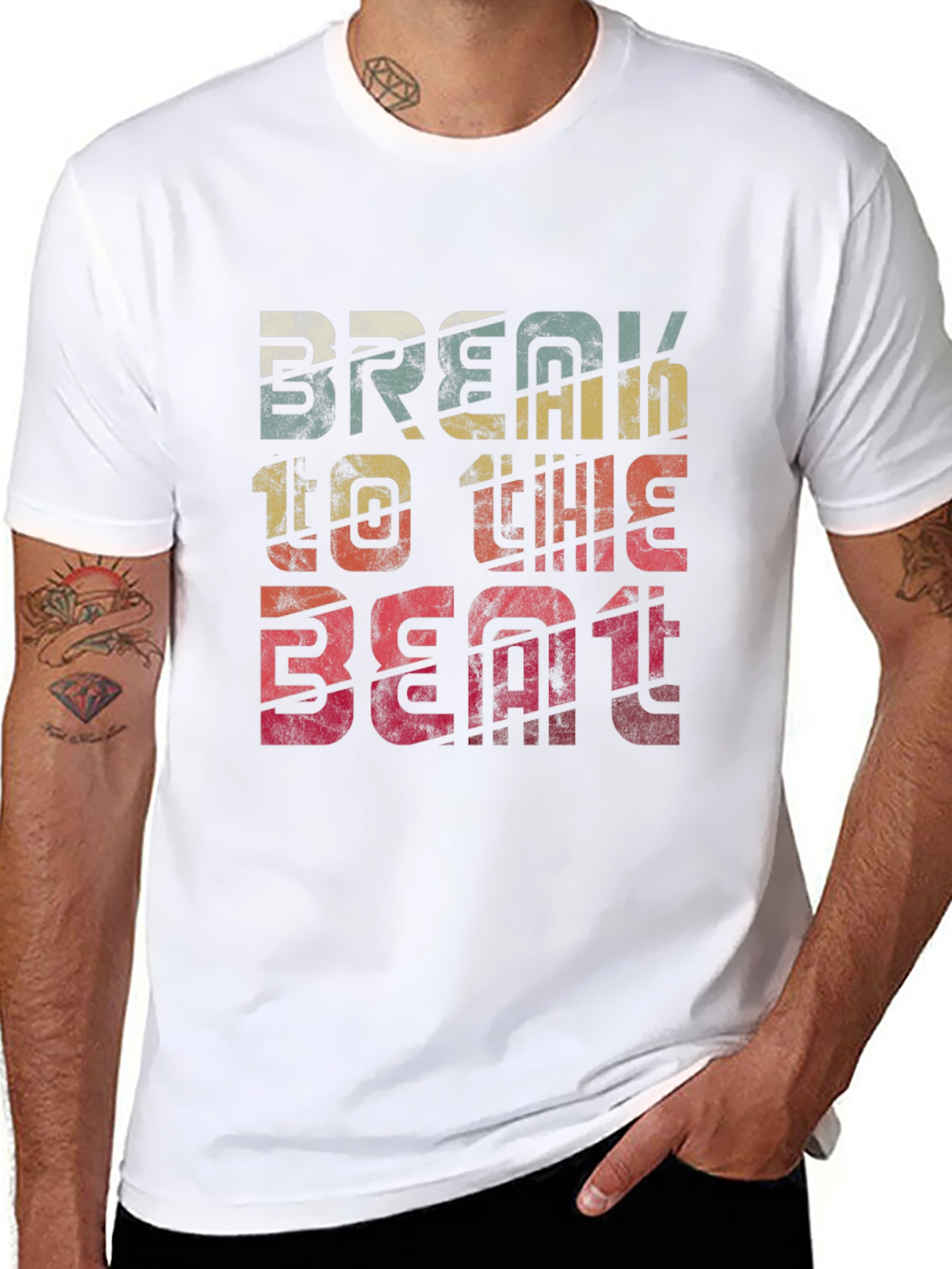 Retro Break To The Beat Graphic Tee - Black