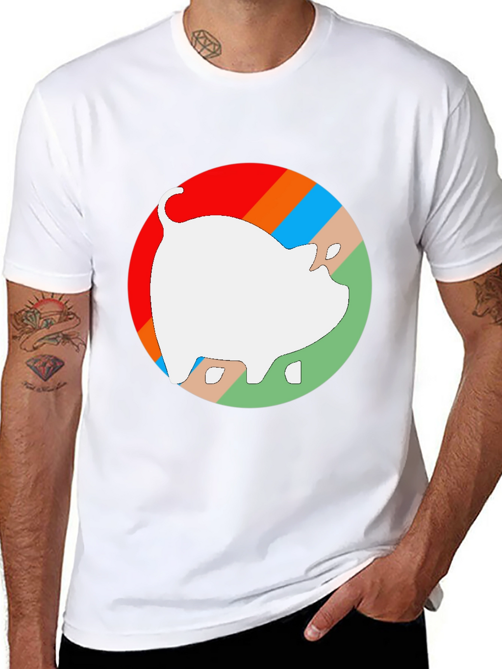 Retro Pig Graphic Tee - Unisex Black Cotton T-Shirt