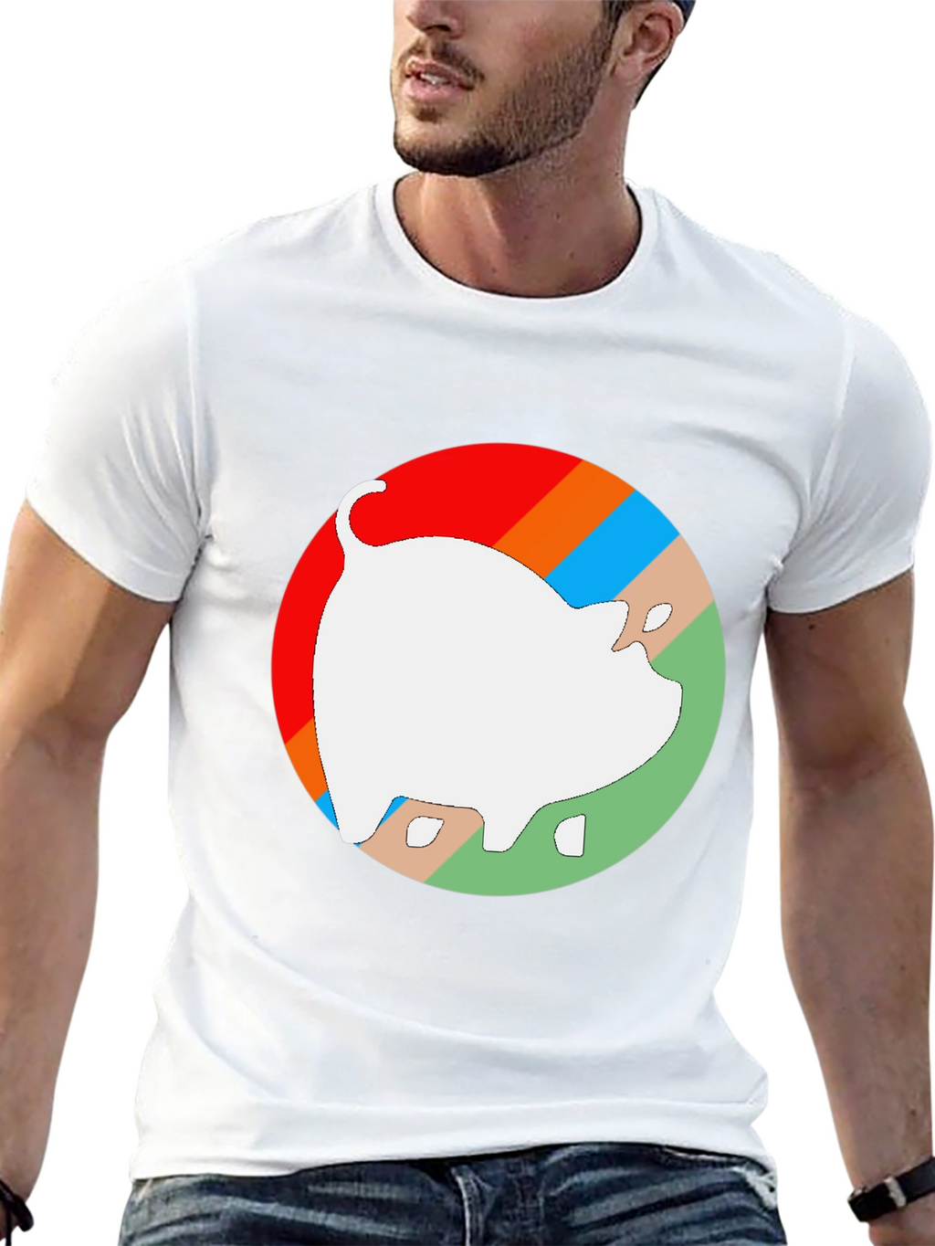 Retro Pig Graphic Tee - Unisex Black Cotton T-Shirt