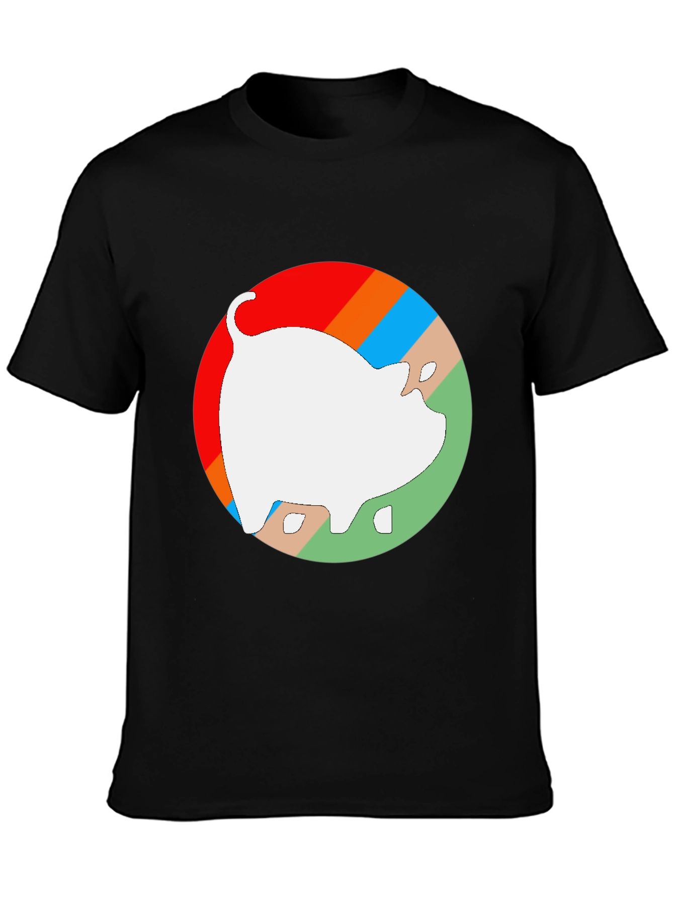 Retro Pig Graphic Tee - Unisex Black Cotton T-Shirt