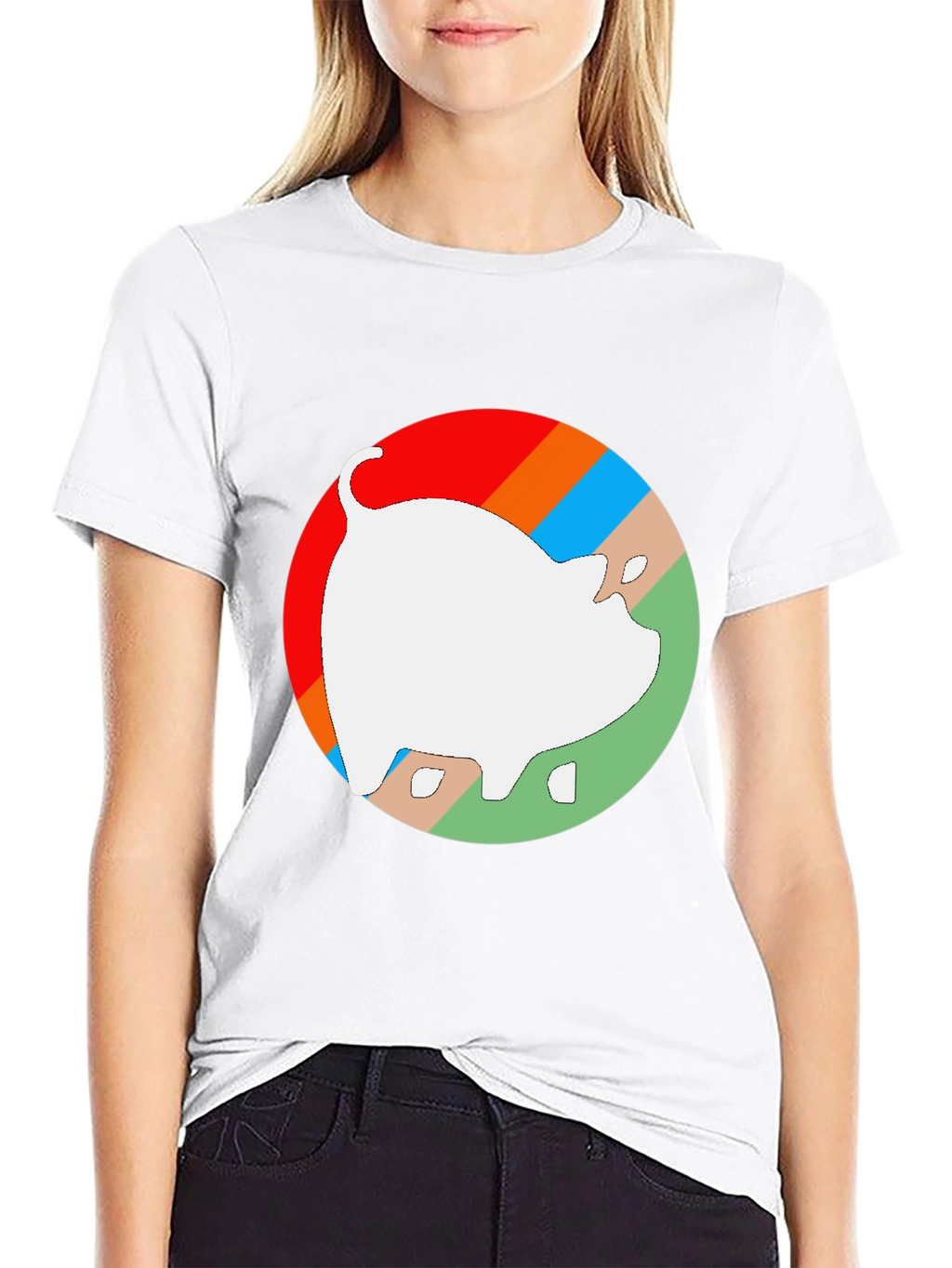 Retro Pig Graphic Tee - Unisex Black Cotton T-Shirt