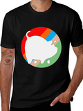 Retro Pig Graphic Tee - Unisex Black Cotton T-Shirt
