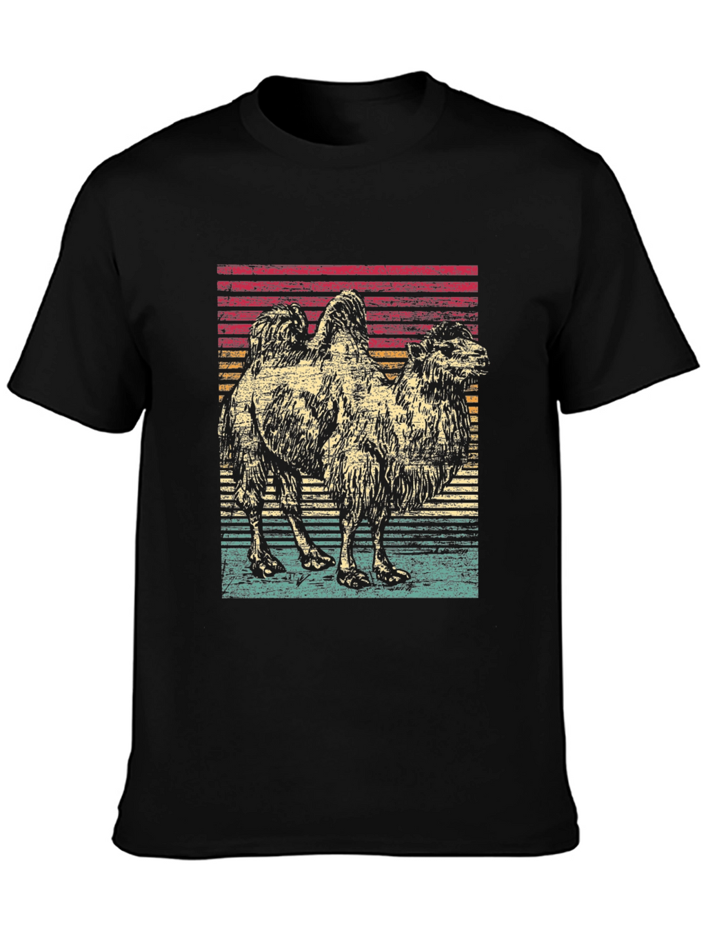 Retro Camel Graphic Tee - Unisex Black T-Shirt