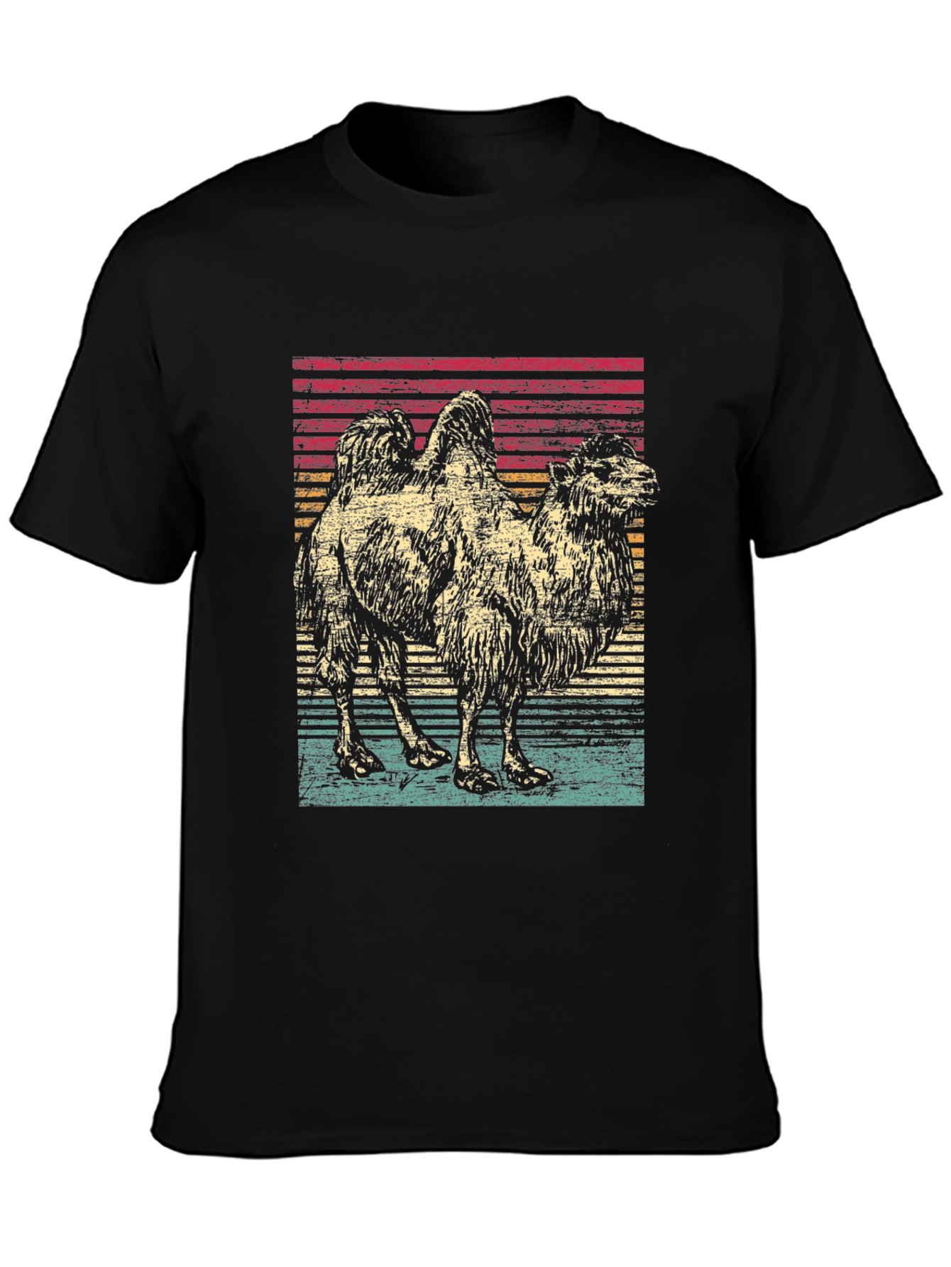 Retro Camel Graphic Tee - Unisex Black T-Shirt