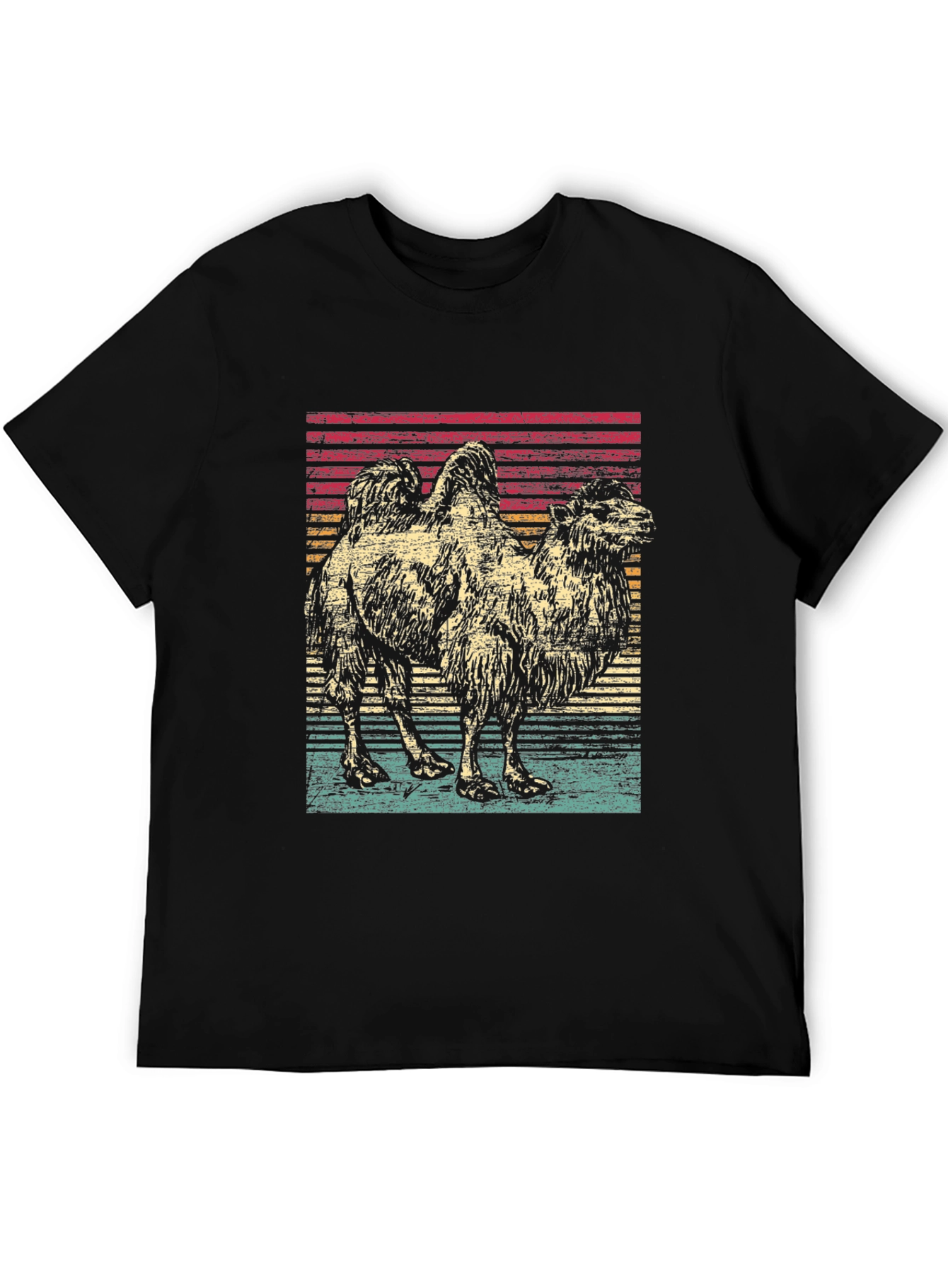 Retro Camel Graphic Tee - Unisex Black T-Shirt