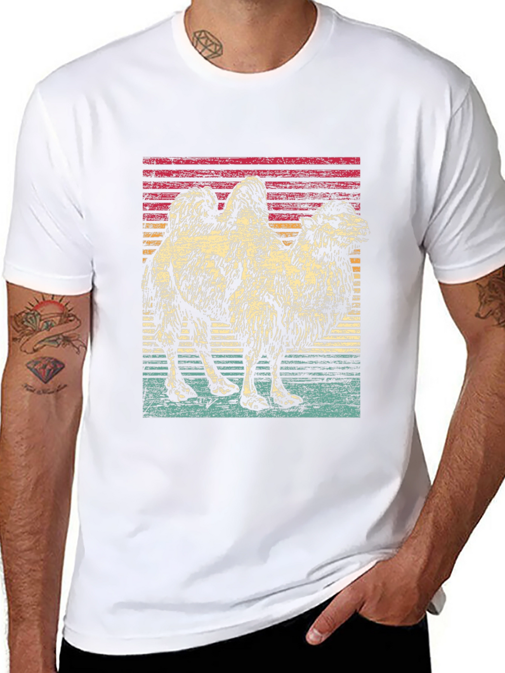 Retro Camel Graphic Tee - Unisex Black T-Shirt