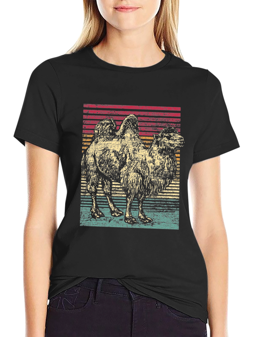Retro Camel Graphic Tee - Unisex Black T-Shirt