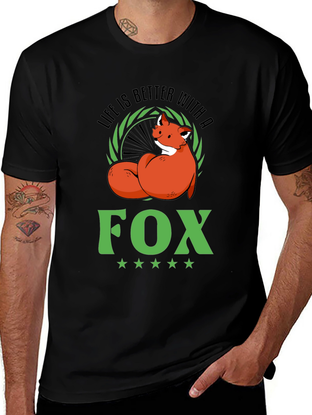 Life is Better with a Fox T-Shirt - Black