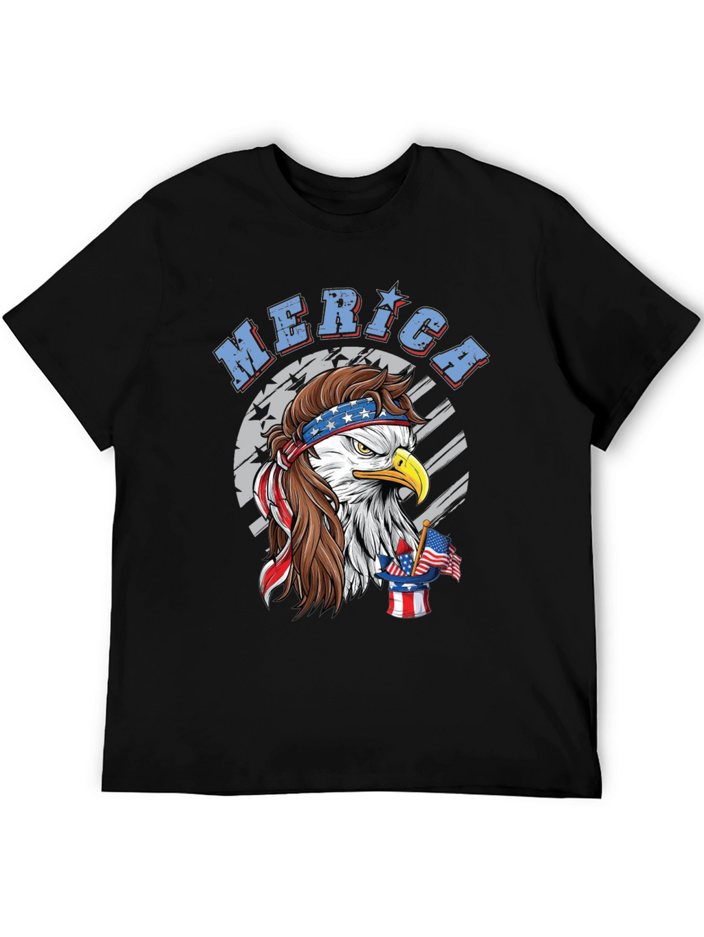 Patriotic Eagle Mullet Graphic Tee - American Pride