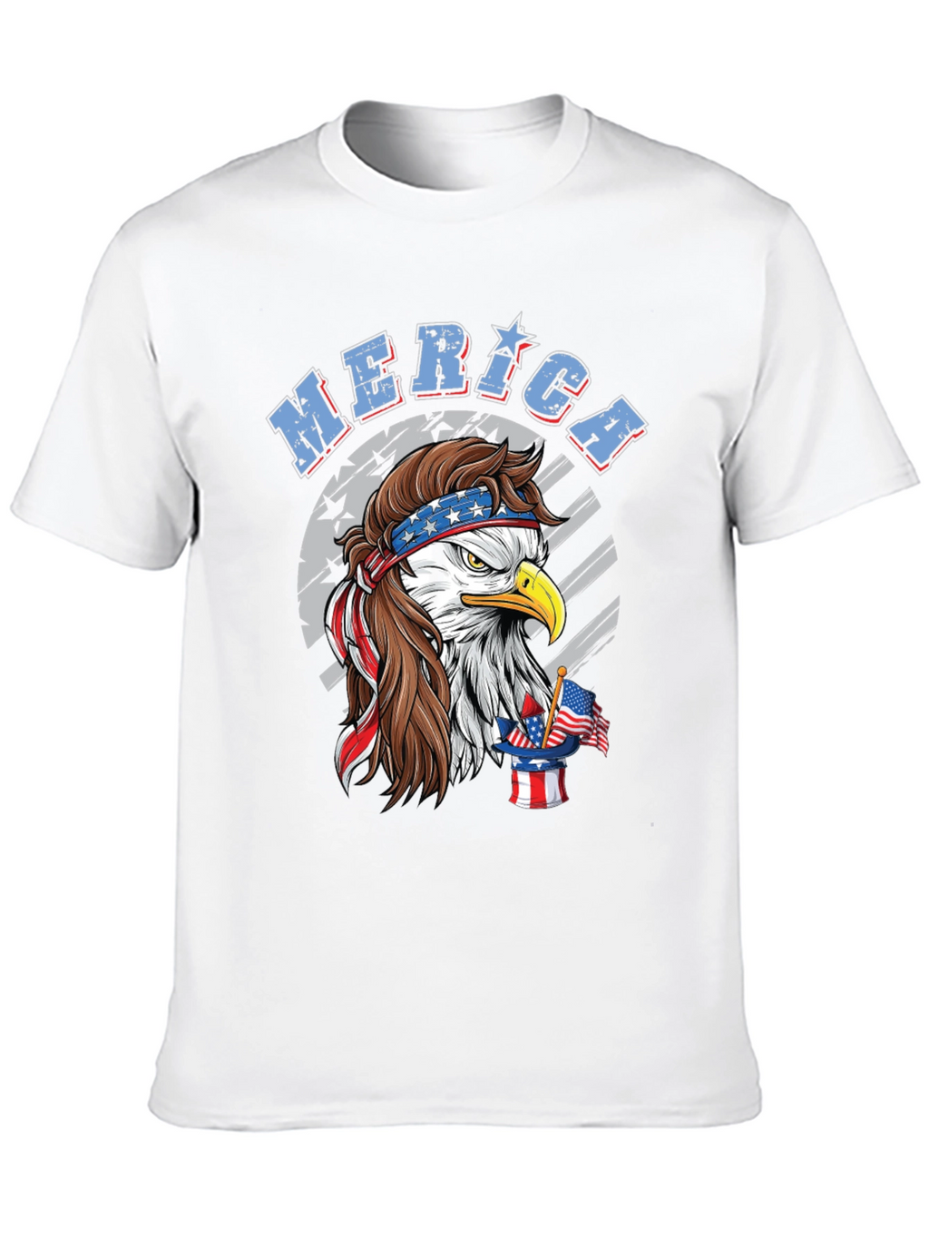 Patriotic Eagle Mullet Graphic Tee - American Pride