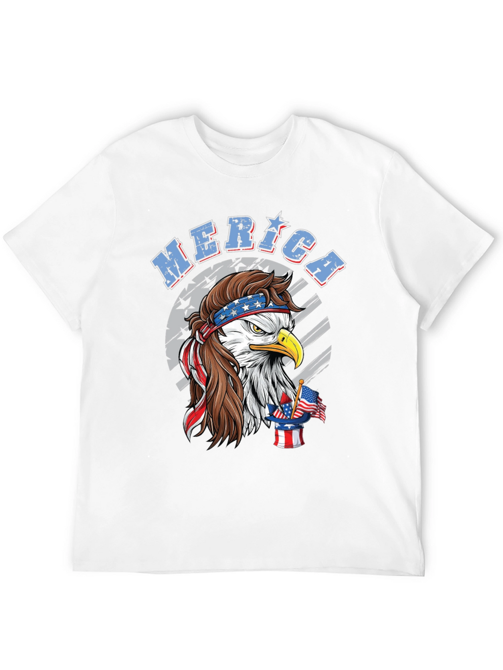 Patriotic Eagle Mullet Graphic Tee - American Pride