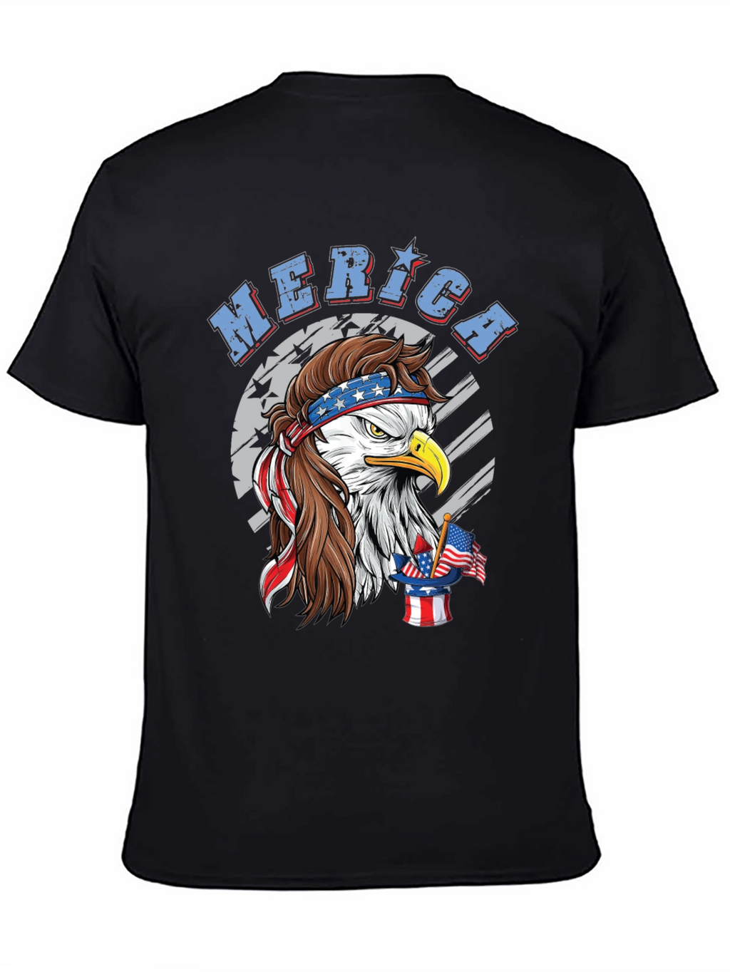 Patriotic Eagle Mullet Graphic Tee - American Pride