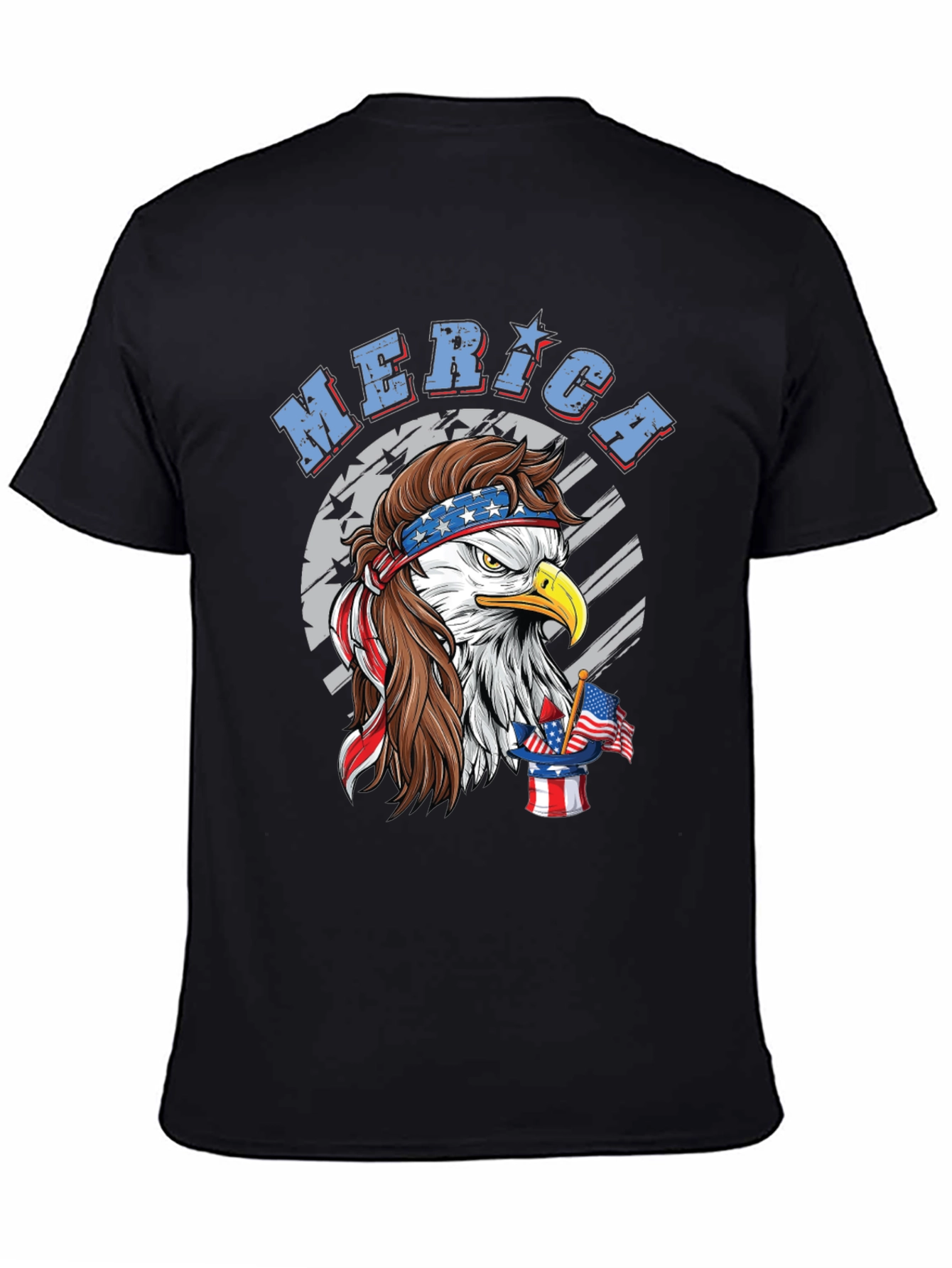 Patriotic Eagle Mullet Graphic Tee - American Pride