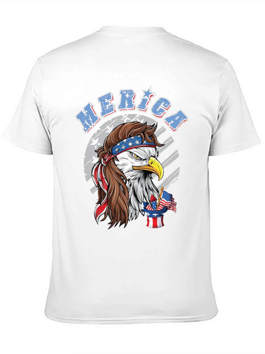 Patriotic Eagle Mullet Graphic Tee - American Pride
