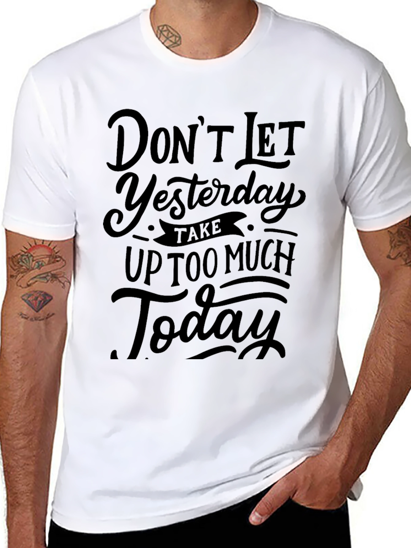 Inspirational Graphic Tee - Dont Let Yesterday Black T-Shirt