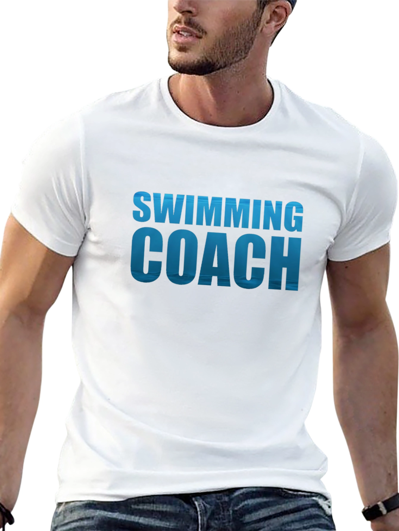 Swimming Coach T-Shirt - Black Cotton Tee