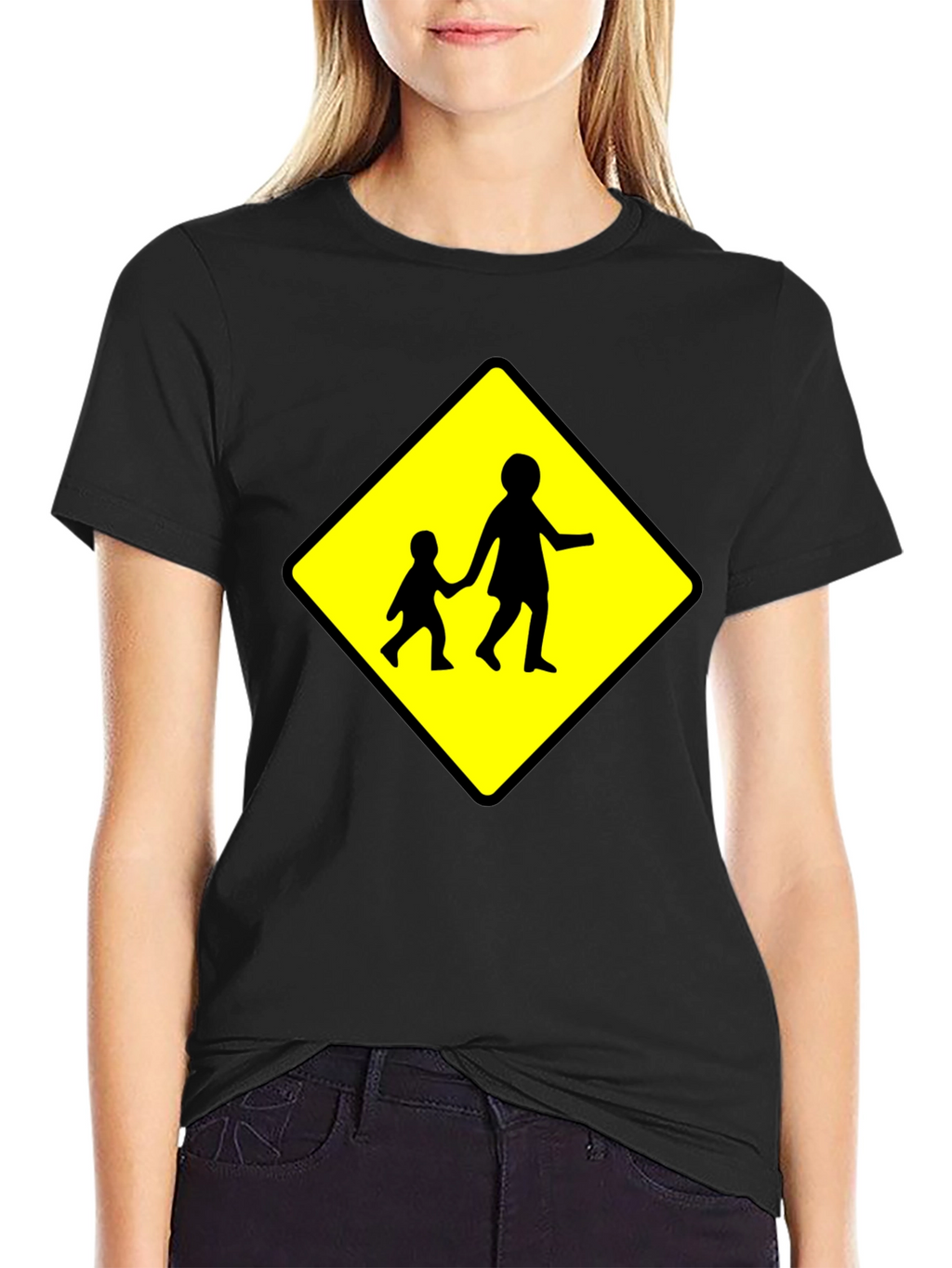 Crosswalk Sign Black T-Shirt