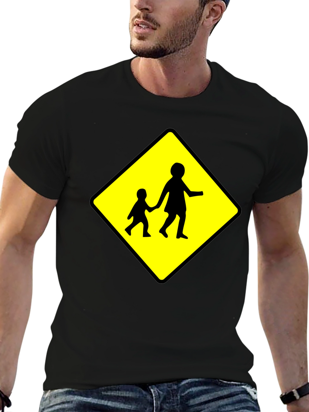 Crosswalk Sign Black T-Shirt
