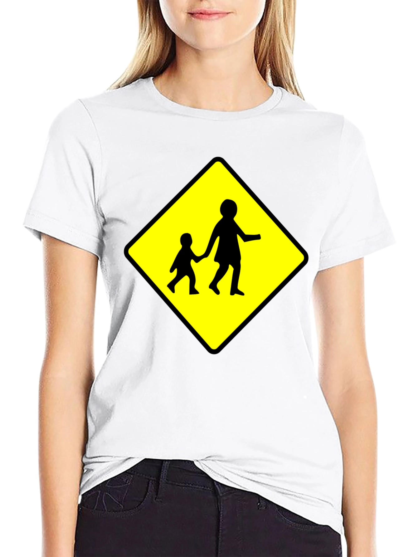 Crosswalk Sign Black T-Shirt