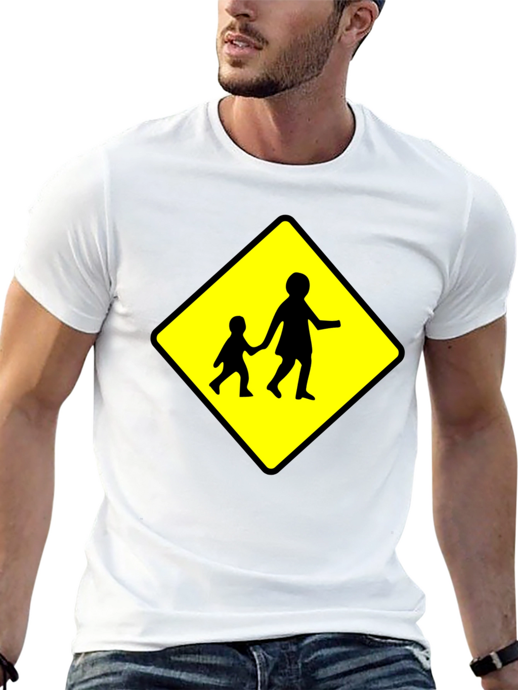 Crosswalk Sign Black T-Shirt