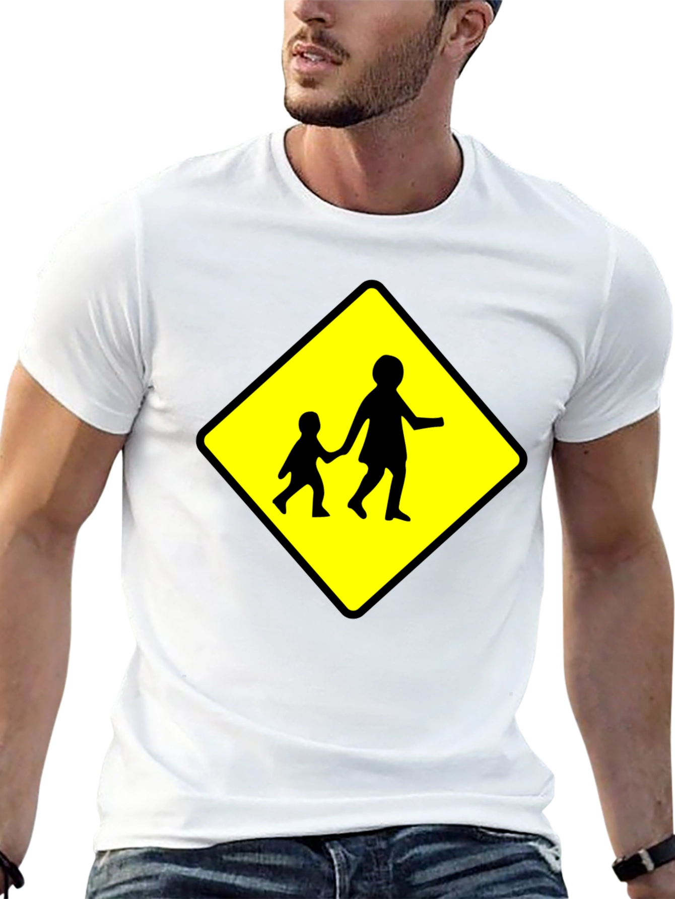 Crosswalk Sign Black T-Shirt
