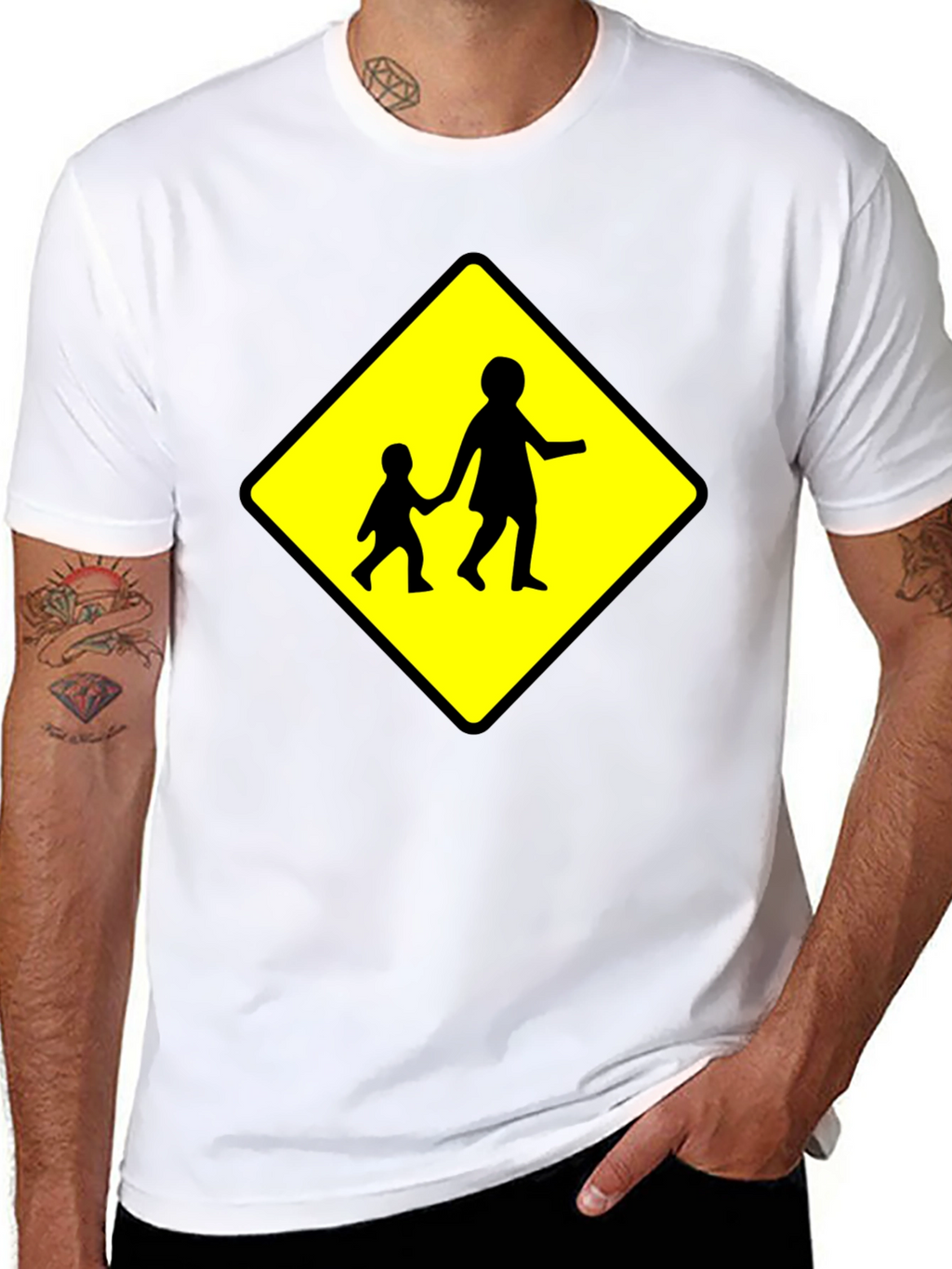 Crosswalk Sign Black T-Shirt
