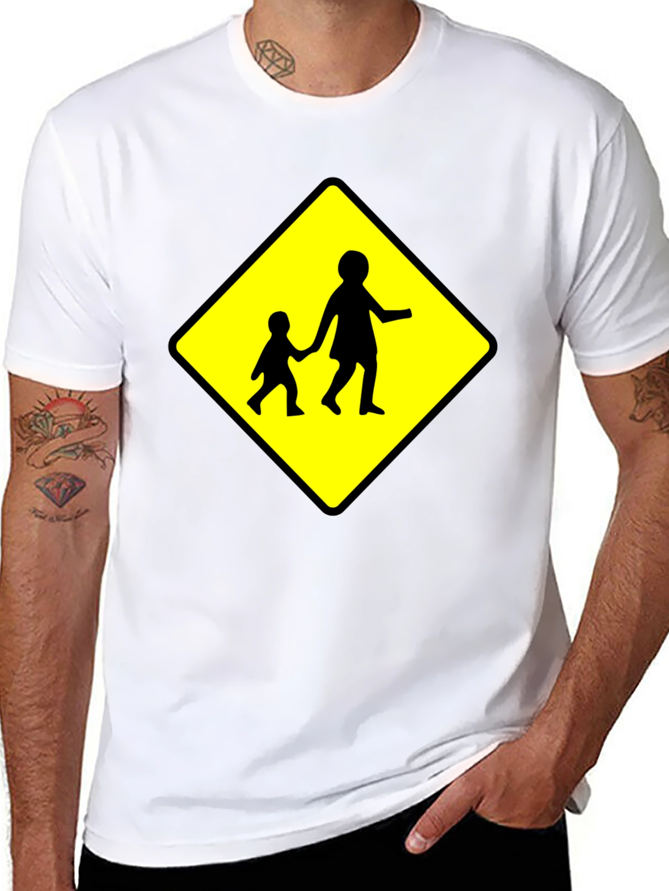 Crosswalk Sign Black T-Shirt
