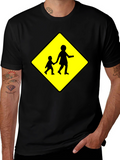 Crosswalk Sign Black T-Shirt